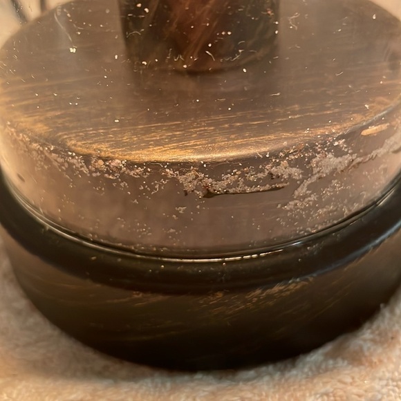 Glass Cylinder Round Wood Base Lamp Adhesive Bottom - Picture 2 of 8